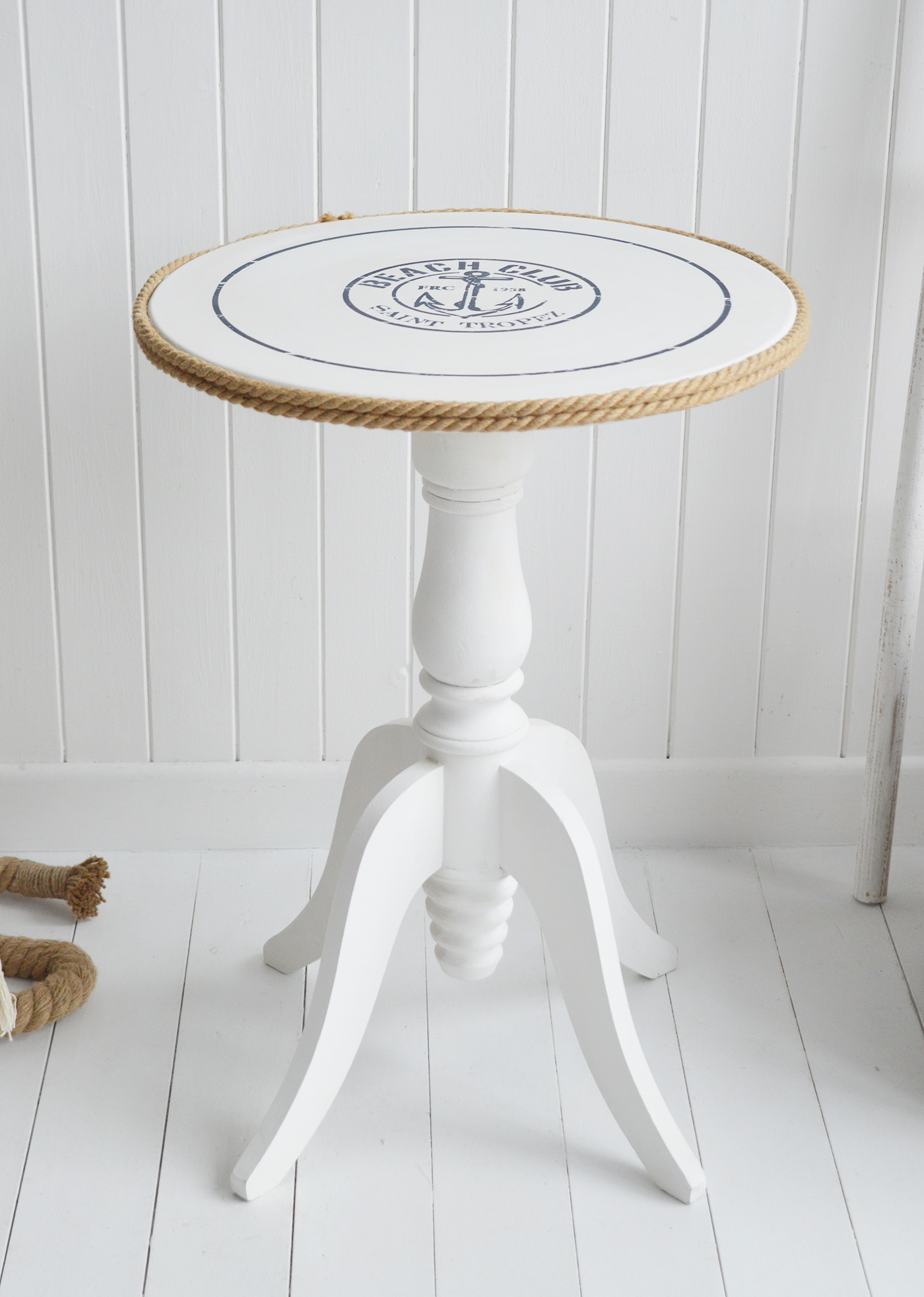 Beach Club White Lamp Table. New England Beach and Coastal Furniture designed for beach houses, interiors and homes by the sea from The White Lighhtouse